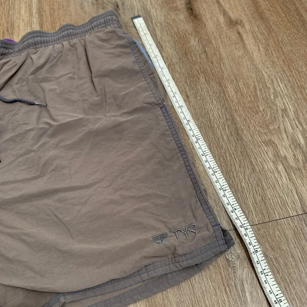 Vintage‎ 90s TYR color-block swim shorts in blue purple gray - size small mens